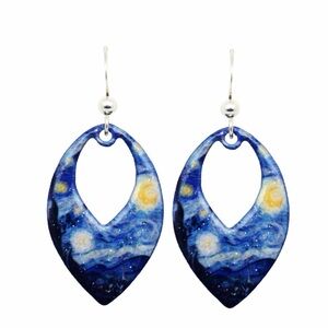 Starry Night Van Gogh Inspired Blue Earrings